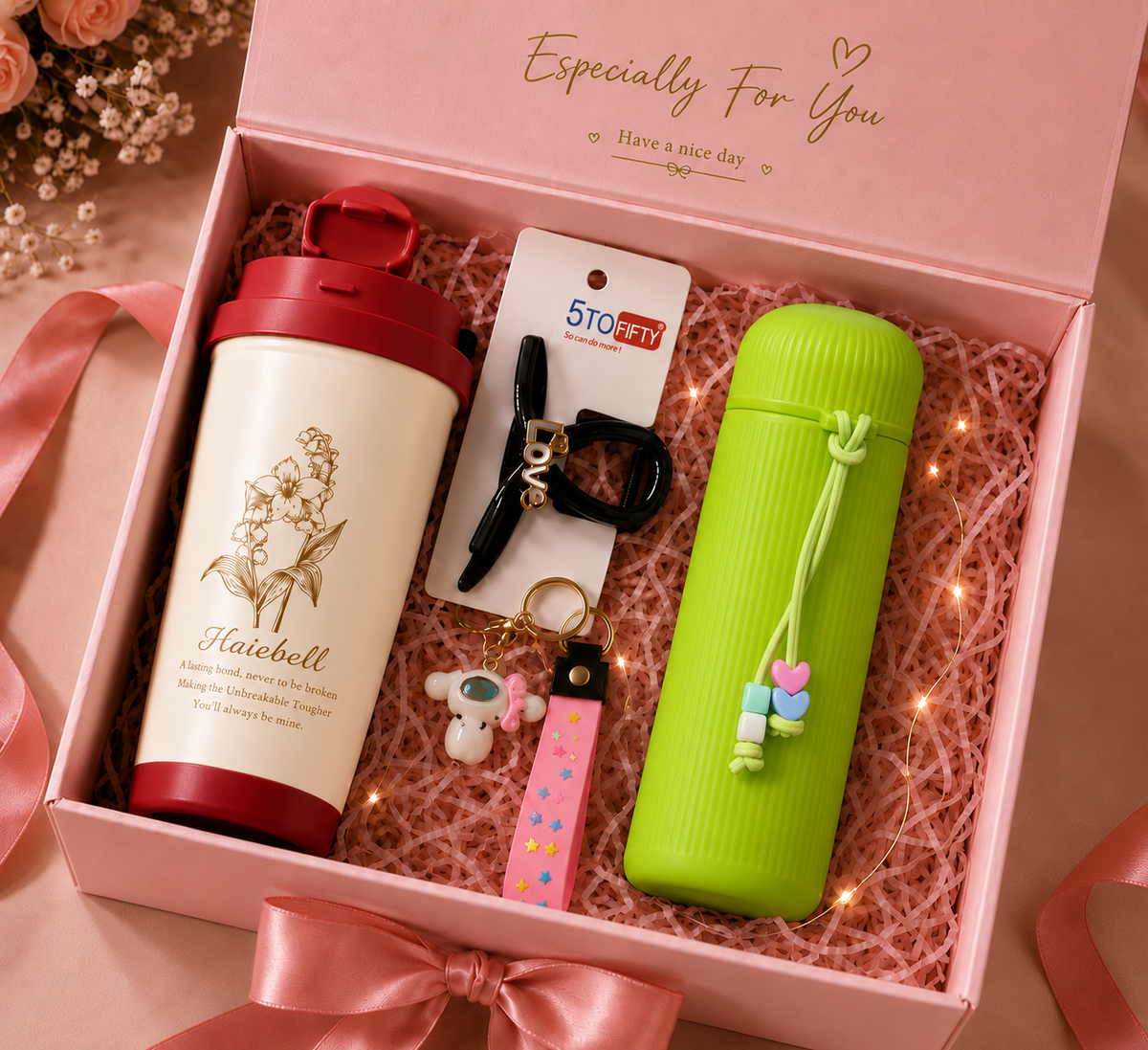 Red tumbler & Green flask