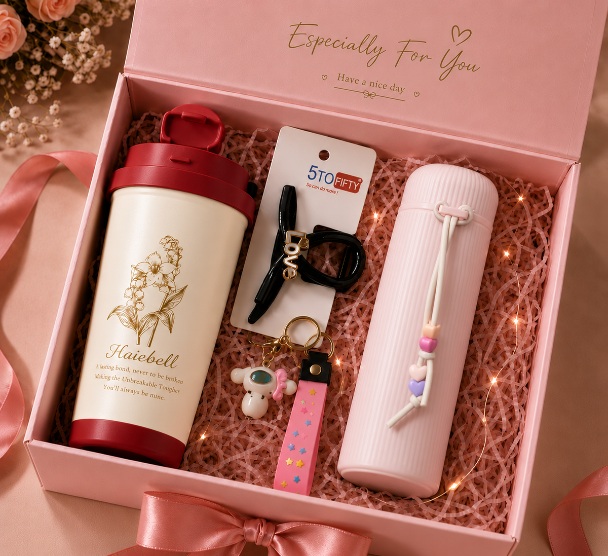 Red tumbler & Pink flask