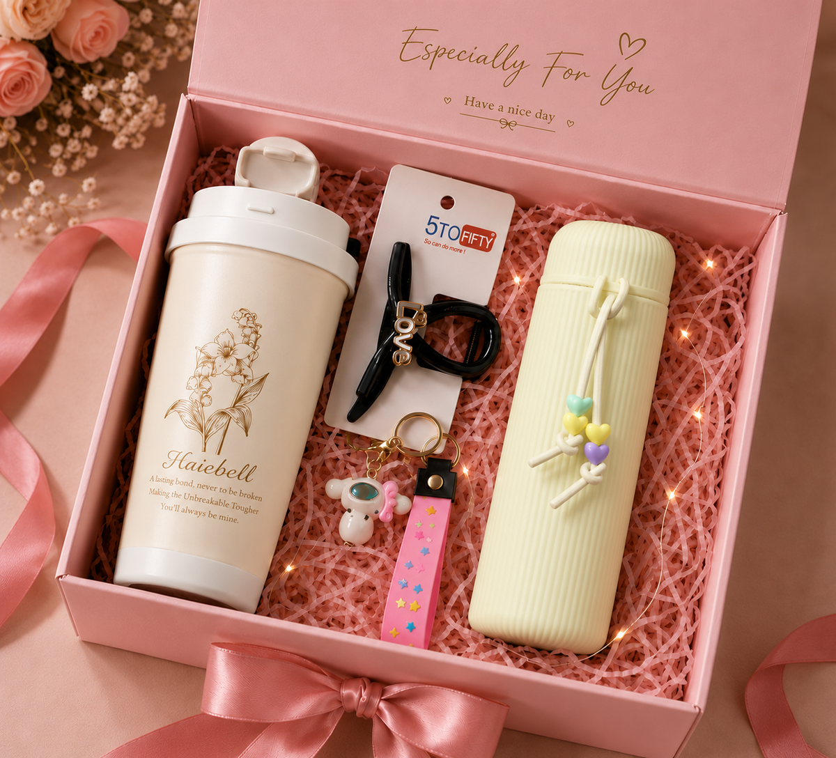 White tumbler & Cream flask
