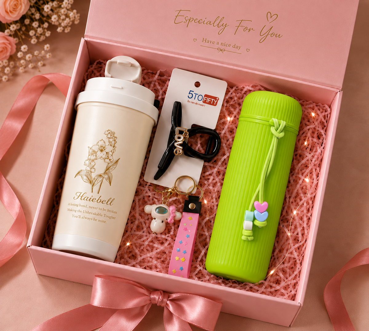 White tumbler & Green flask