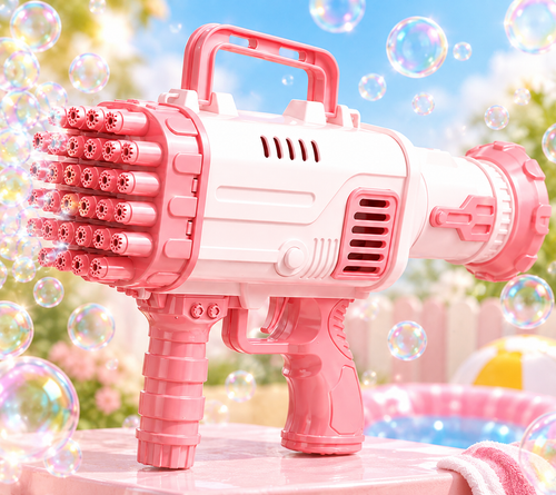 32-Hole Rocket Bubble Machine - Pink