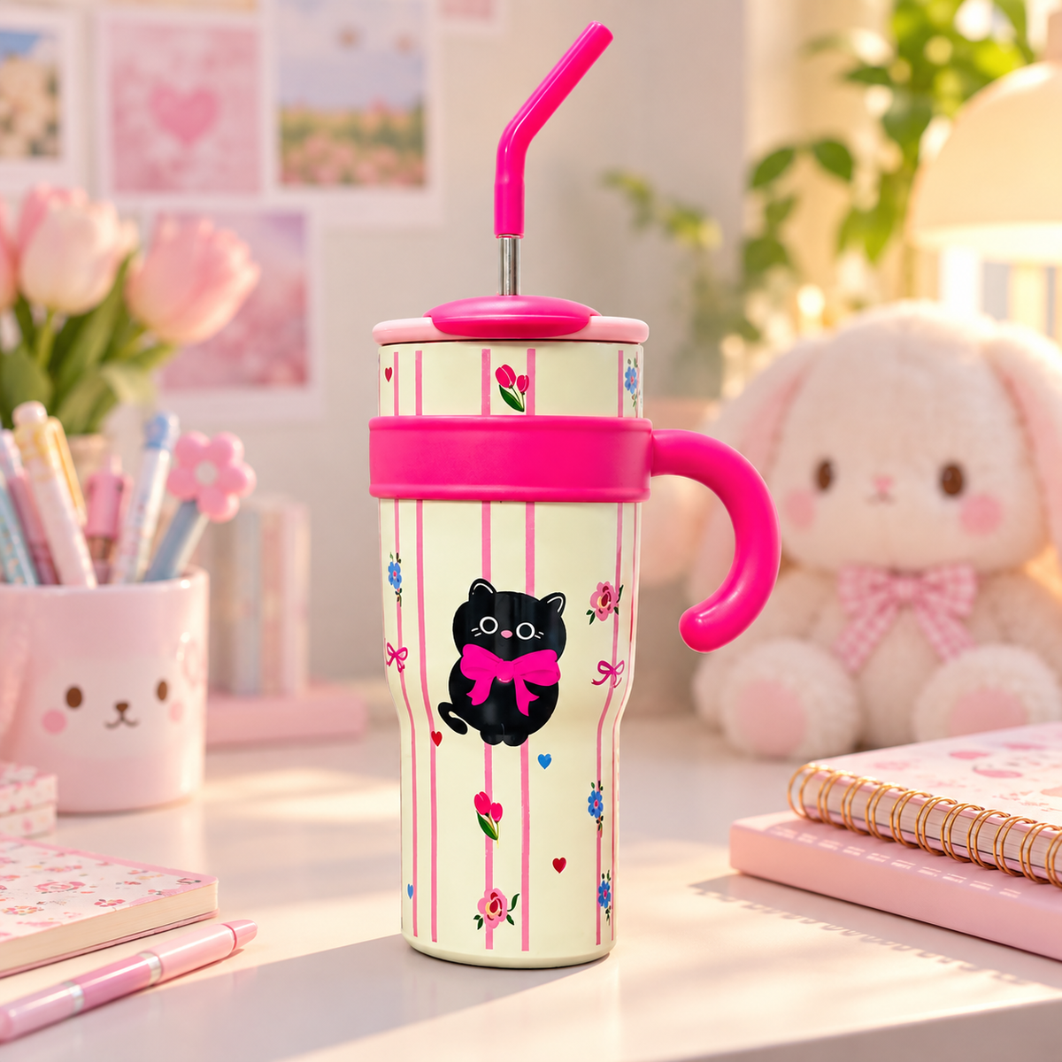 Floral Cat scene