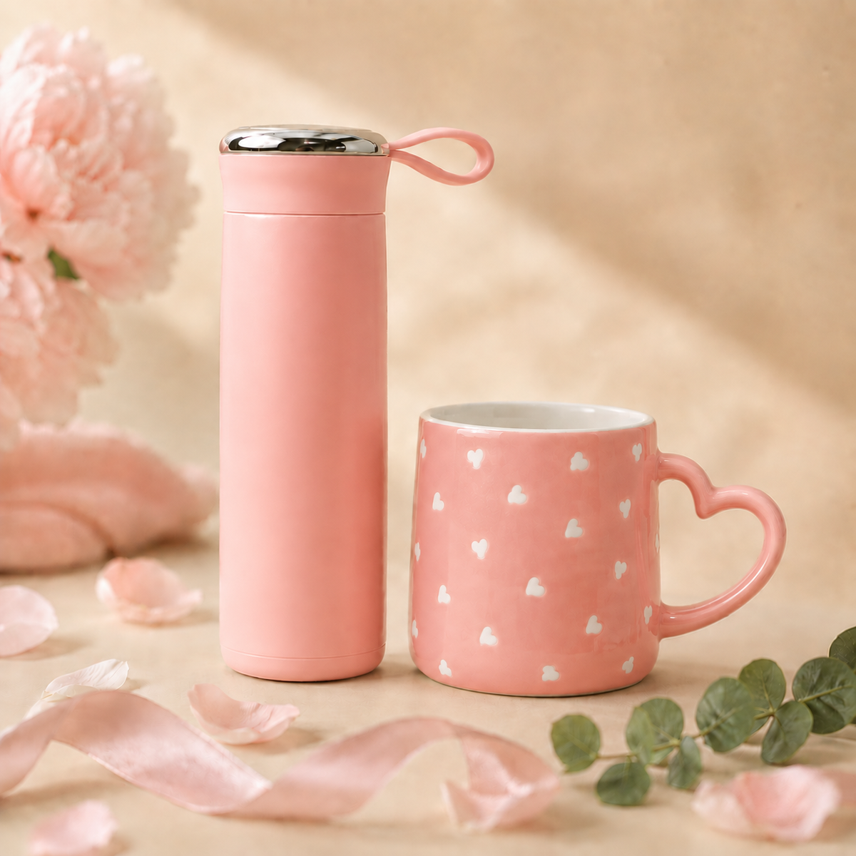 Bottle & Mug Gift Duo - Pink bottle, Pink mug