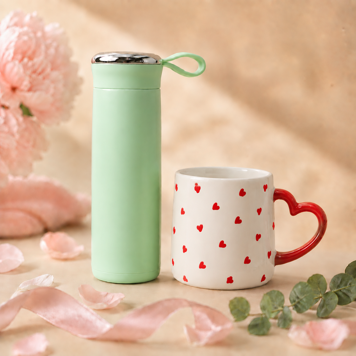 Green / White (Red Hearts)