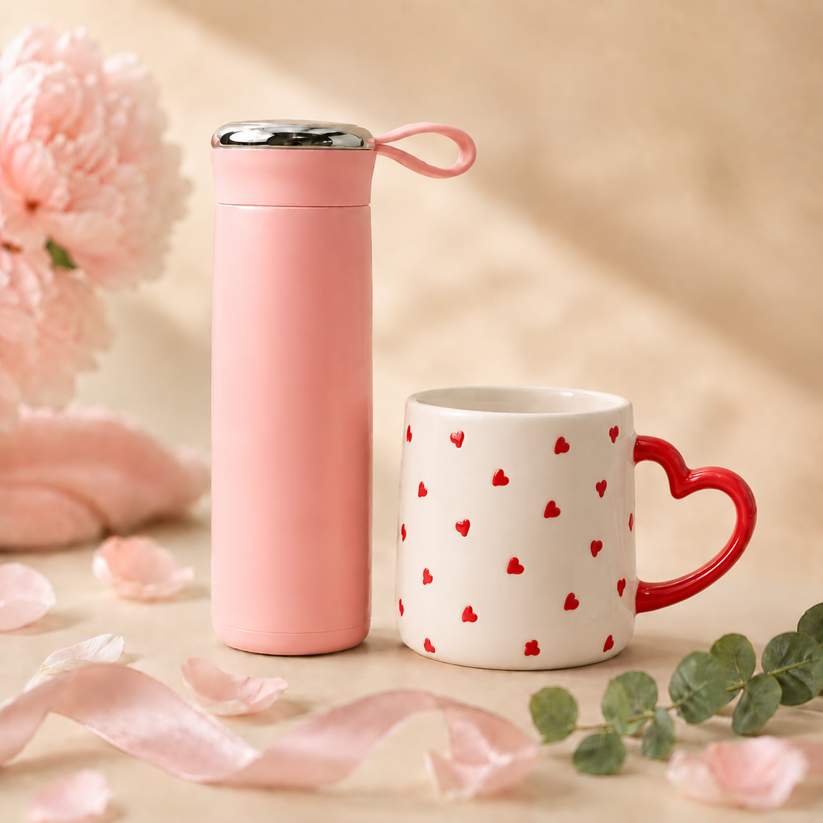 Pink / White (Red Hearts)