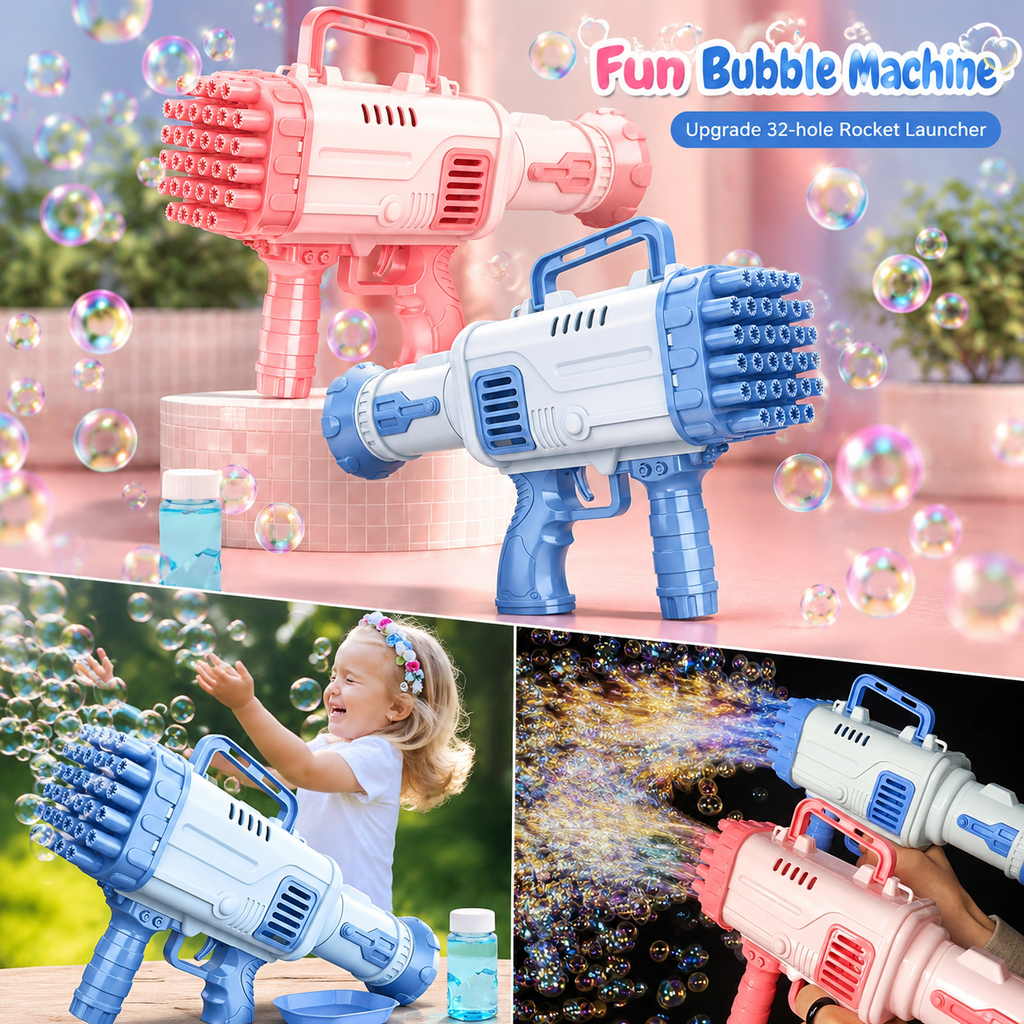 Fun bubble machine 32-hole launcher