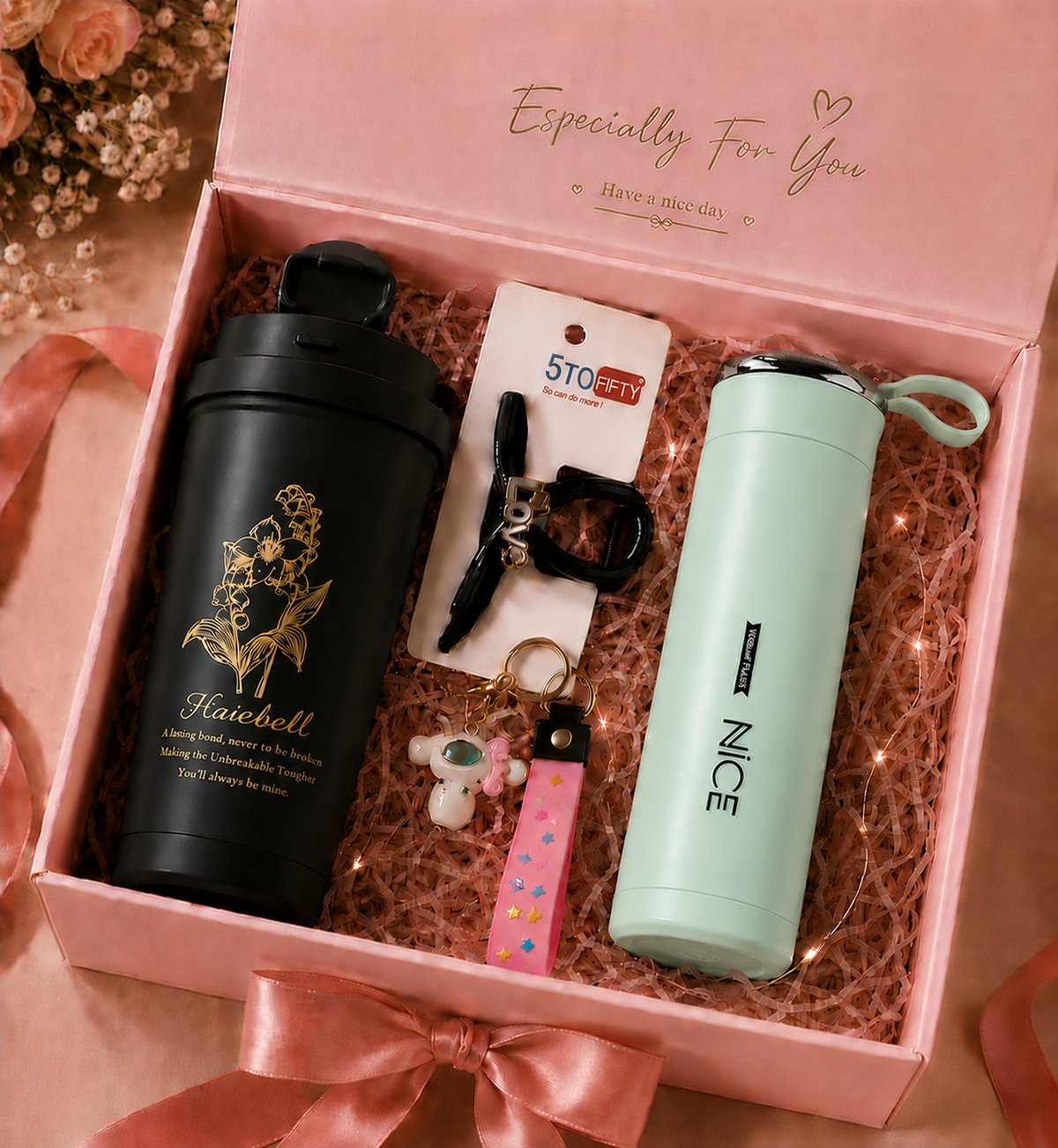 Especially For You gift box Black tumbler Green flask