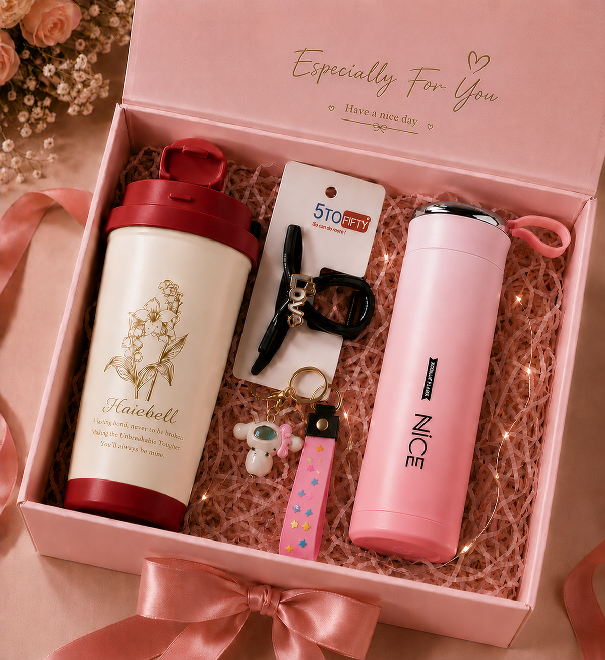 Especially For You gift box Red tumbler Pink flask