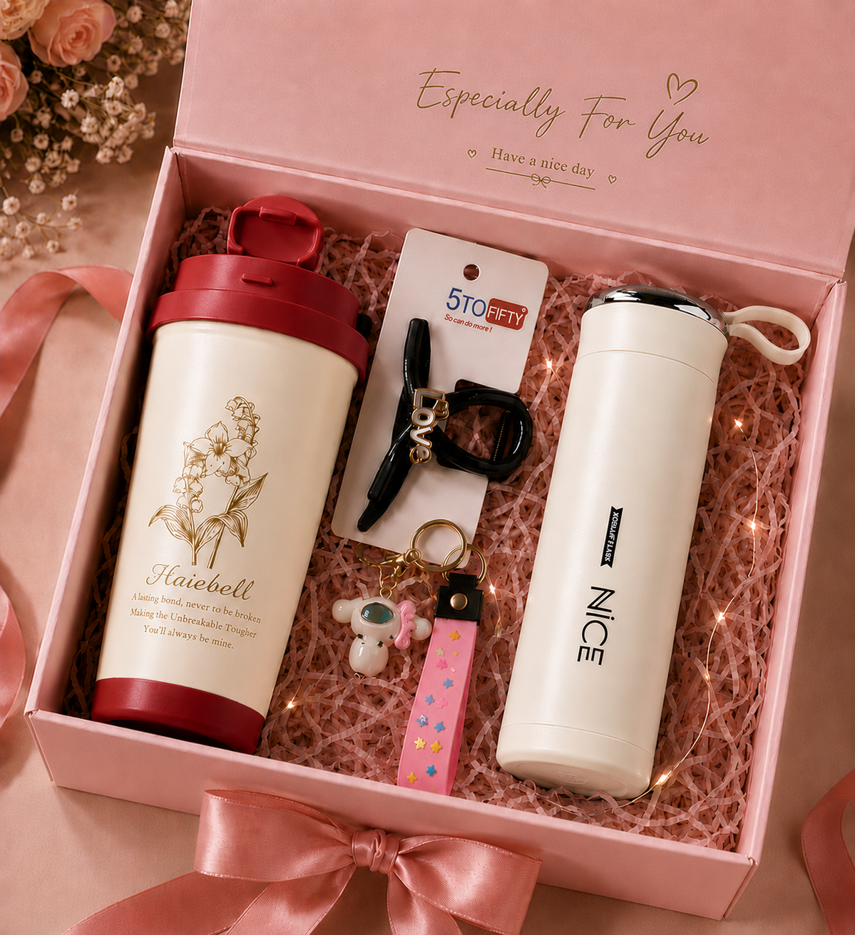 Especially For You gift box Red tumbler White flask