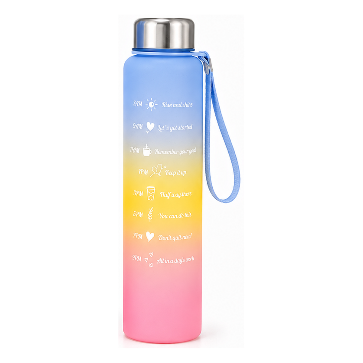 Motivational gym water bottle - Blue Small (300ml)