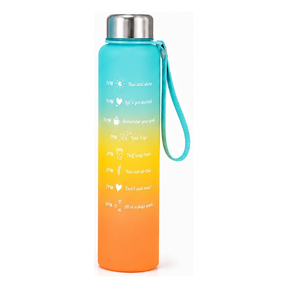 Motivational gym water bottle - Cyan Small (300ml)
