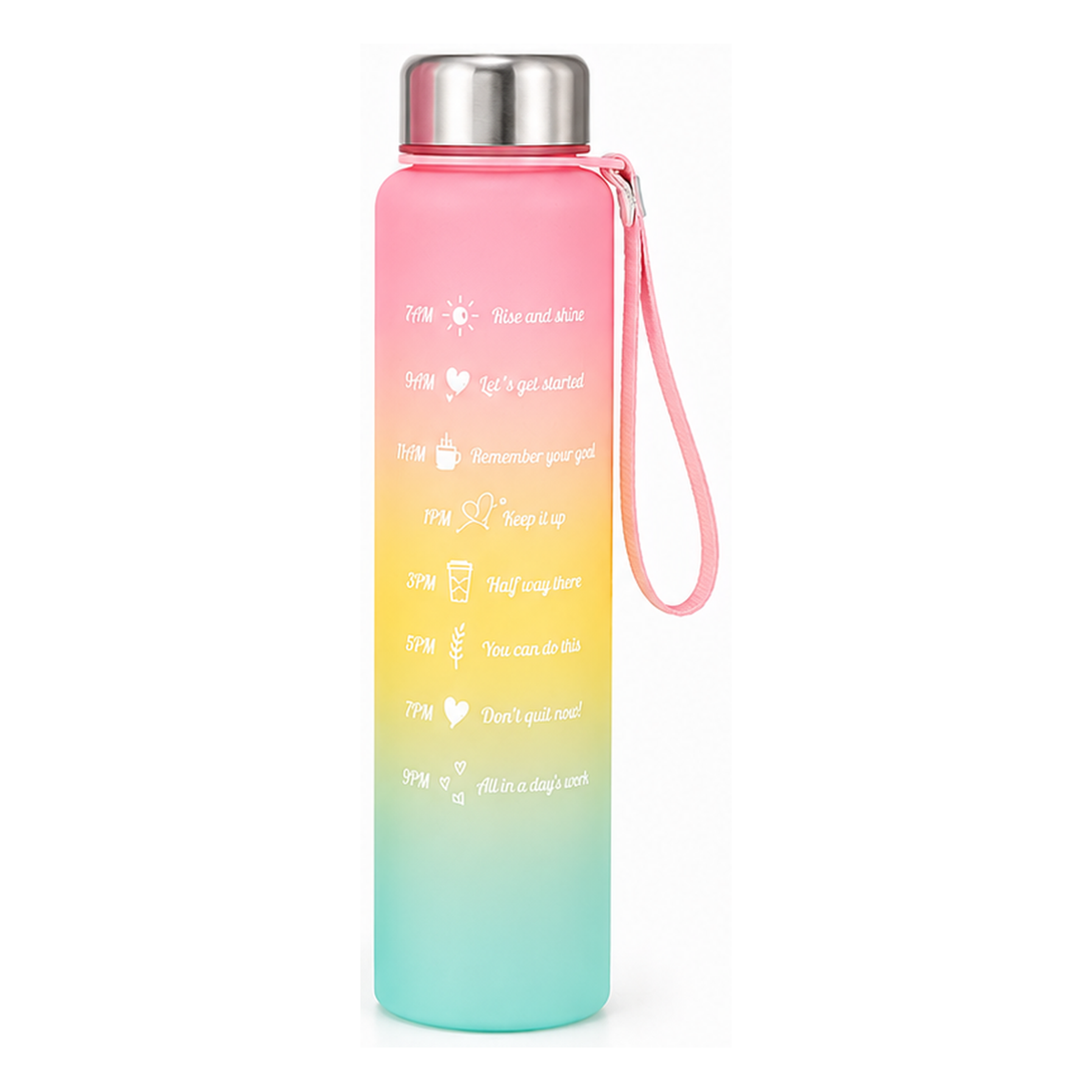 Motivational gym water bottle - Pink Small (300ml)