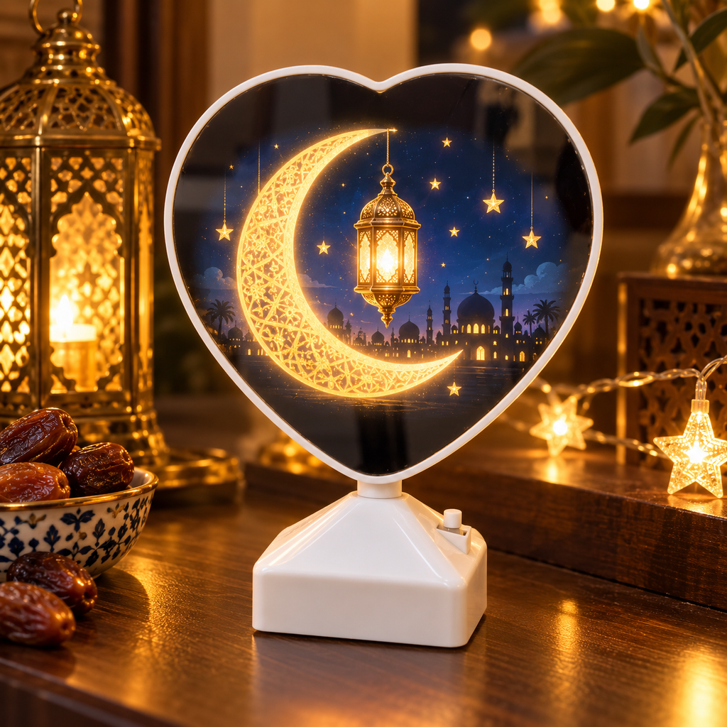 مراية القلب السحرية كديكور رمضان، رسمة هلال وفانوس