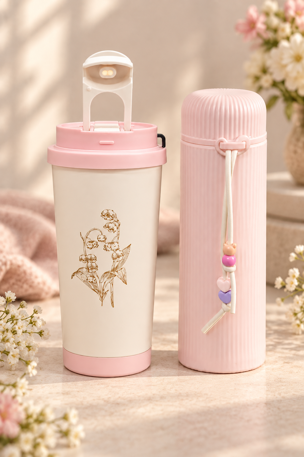 Pink tumbler & Pink flask