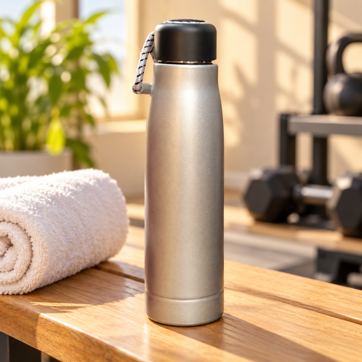 Stainless steel sport water bottle in Silver